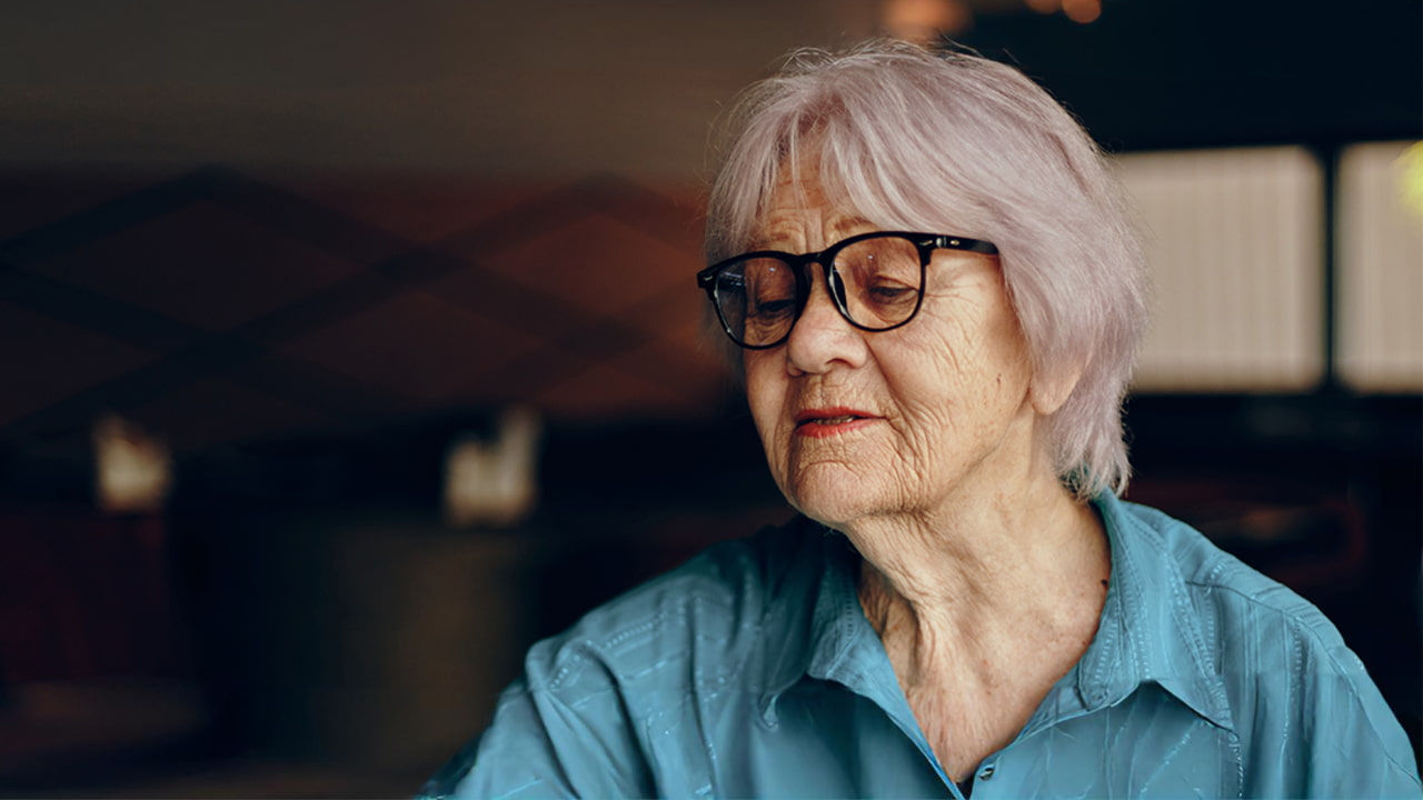 older woman light pink hair